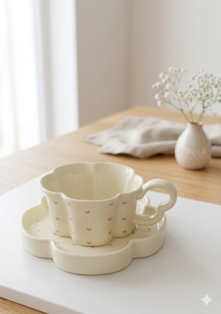 مج هاند ميد شكل الوردة قلوب 🩷